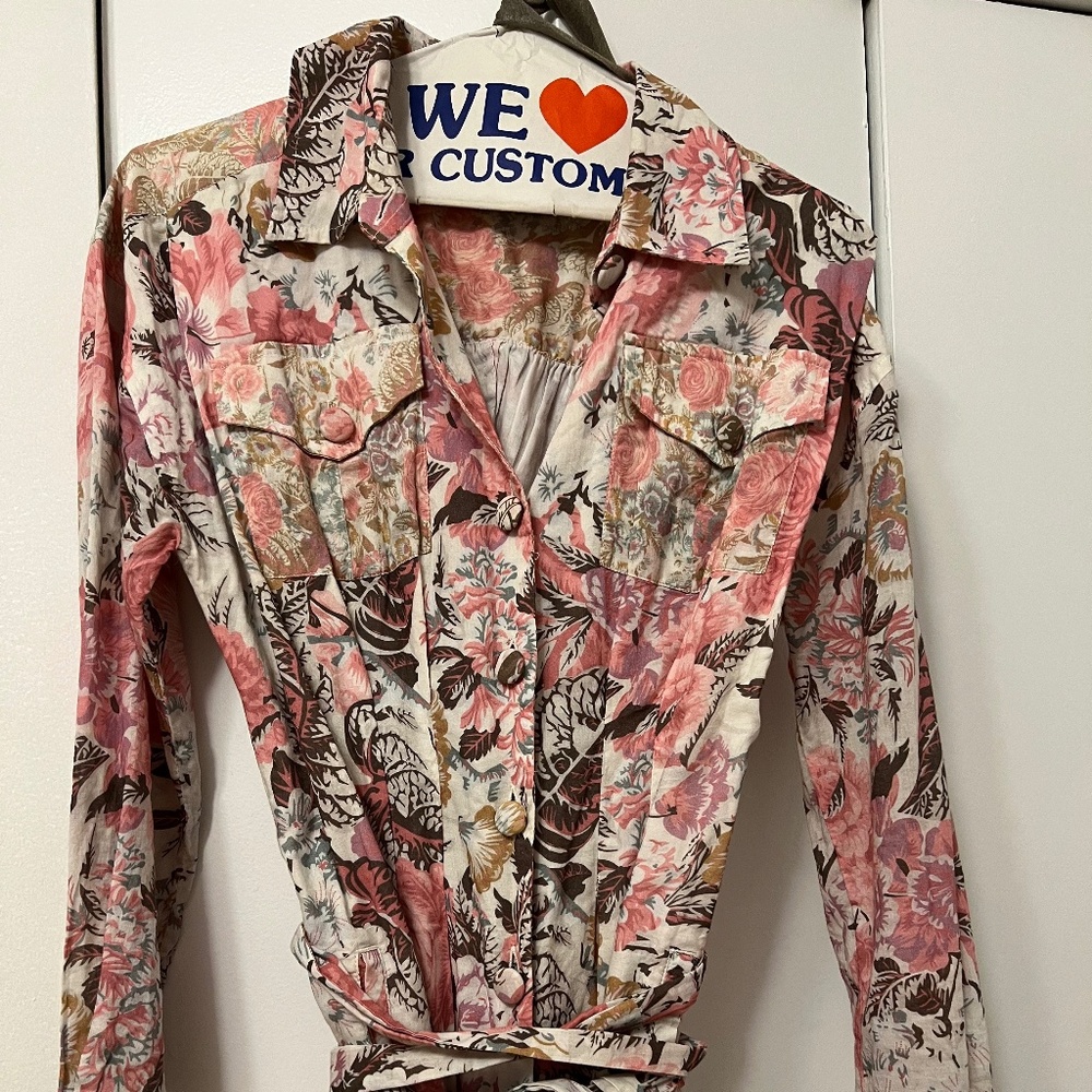 LoveShackFancy Floral Collared Jumpsuit XS